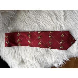 Bentley Red Silk Horse Print Men's Tie
